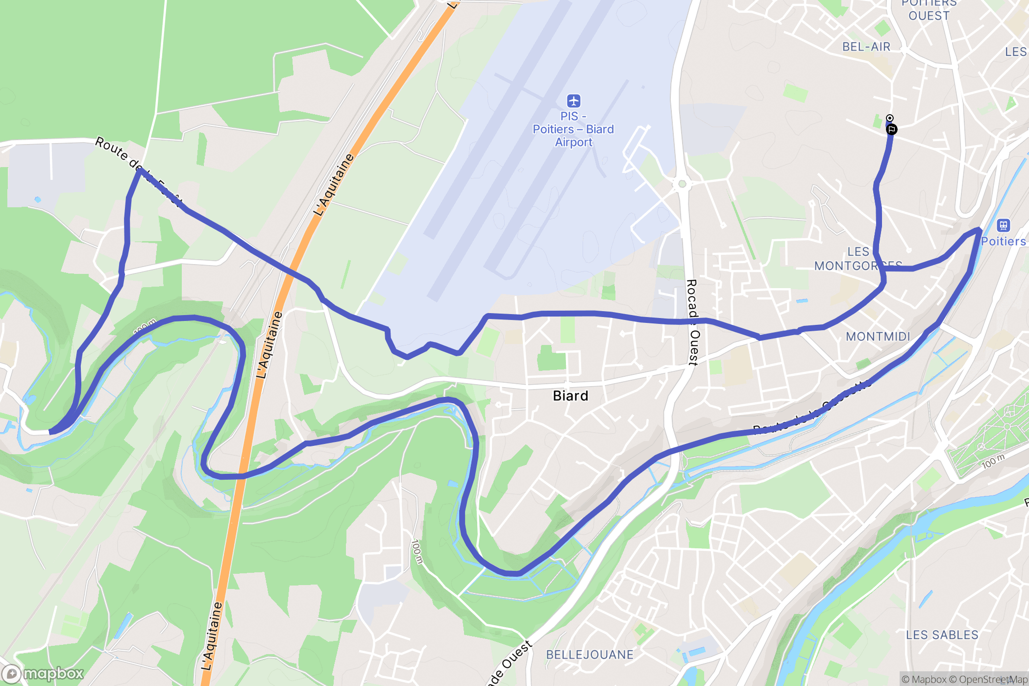 Poitiers : carte du parcours de randonnée - France
