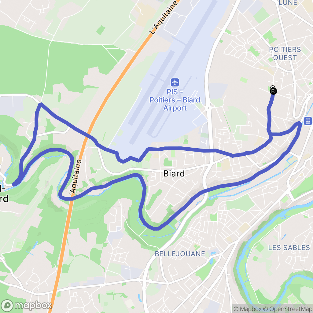 Poitiers : carte du parcours de randonnée - France