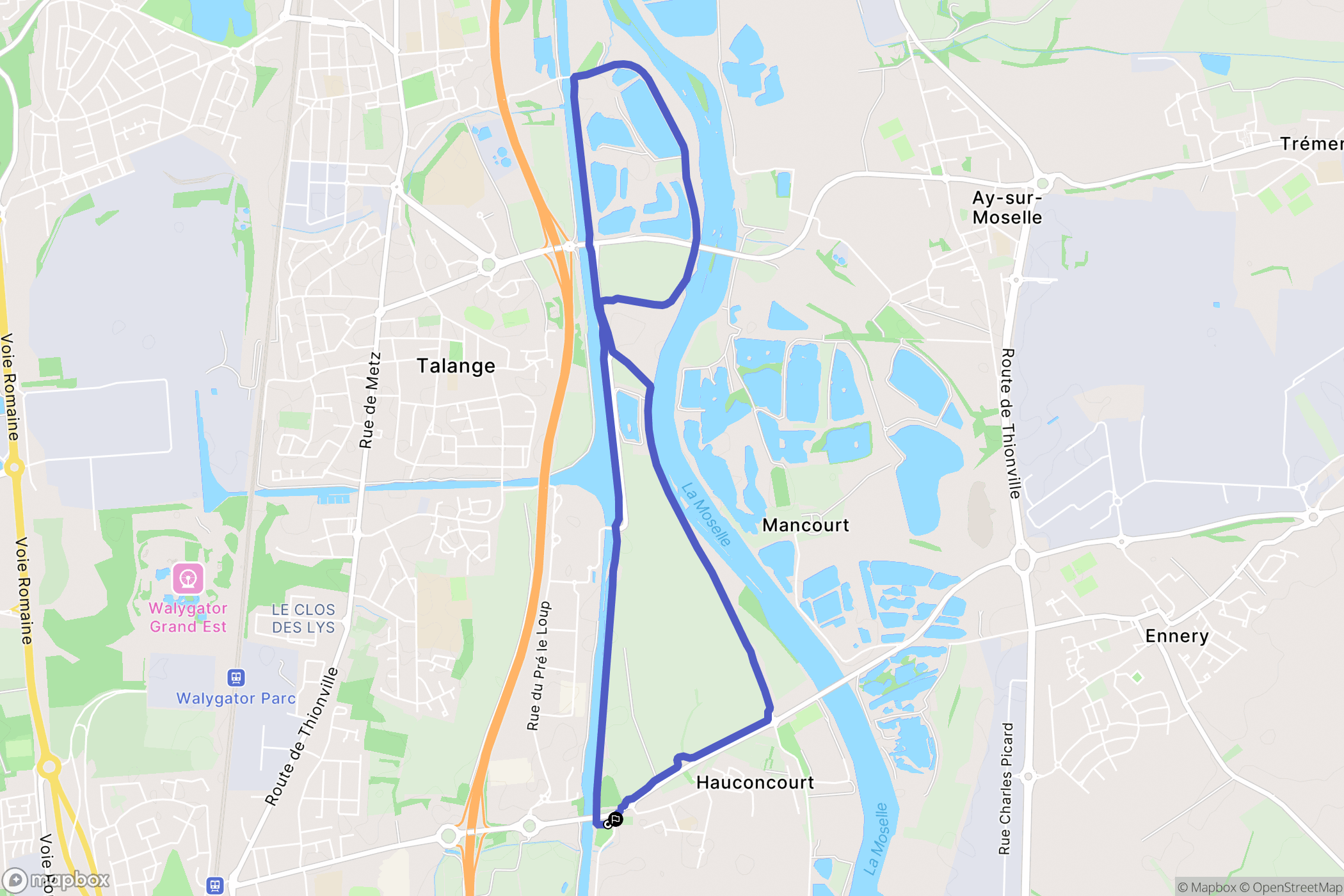Hauconcourt : carte du parcours de randonnée - France
