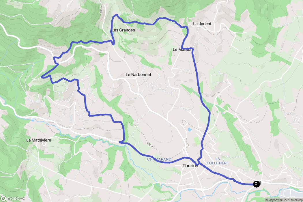 Thurins : carte du parcours de randonnée - France
