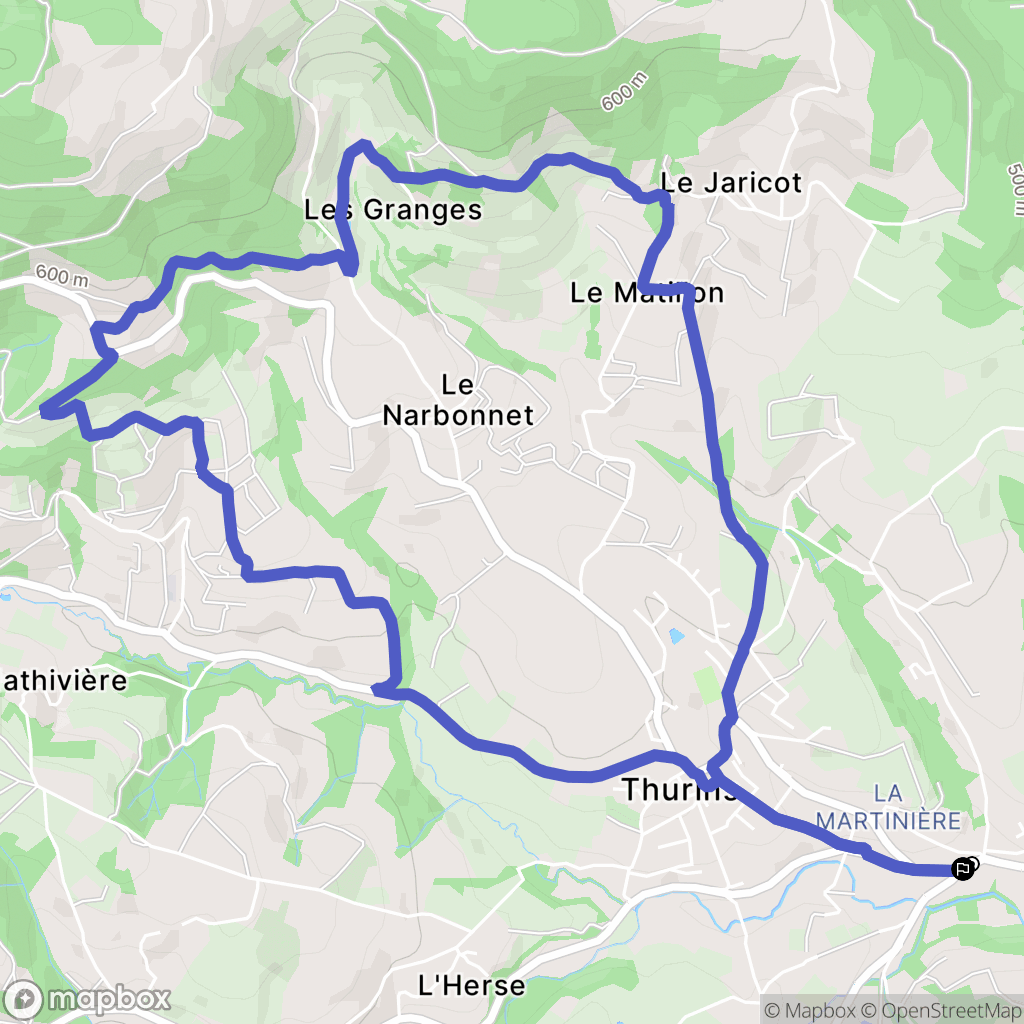 Thurins : carte du parcours de randonnée - France