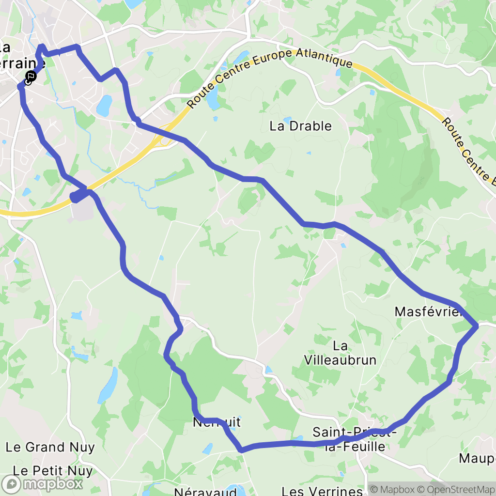 La Souterraine : carte du parcours de randonnée - France