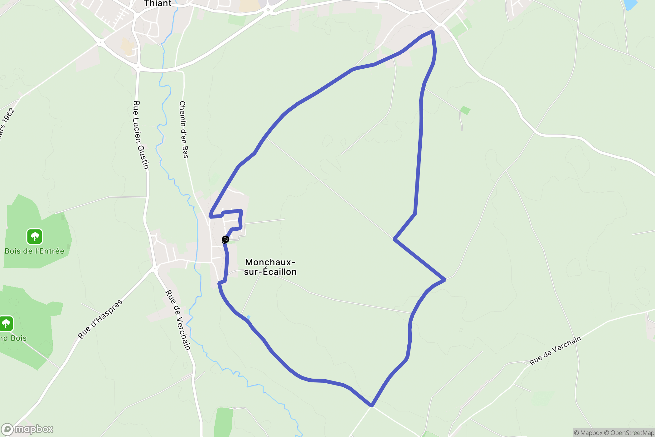 Monchaux-sur-Écaillon : carte du parcours de randonnée - France