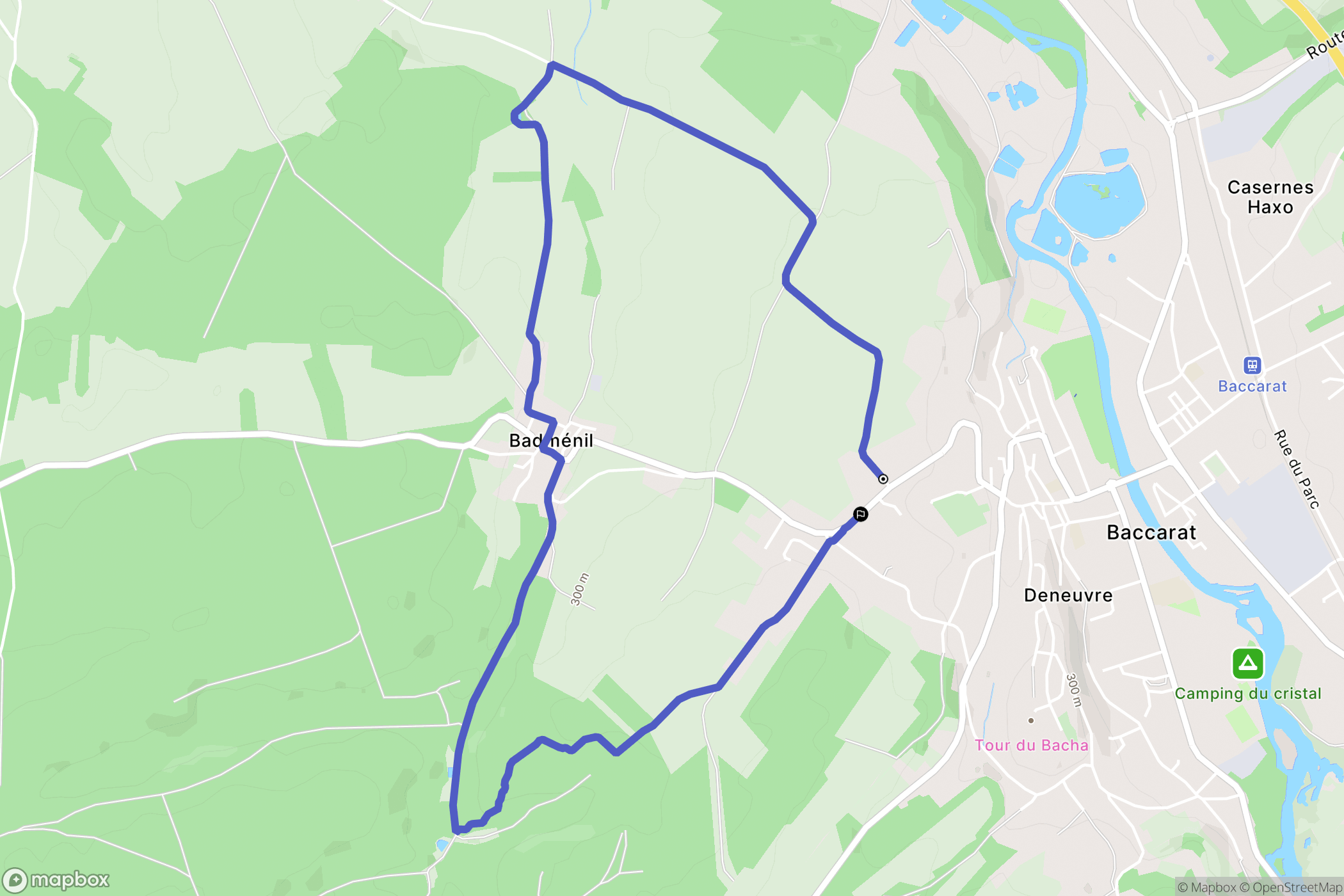Baccarat : carte du parcours de randonnée - France