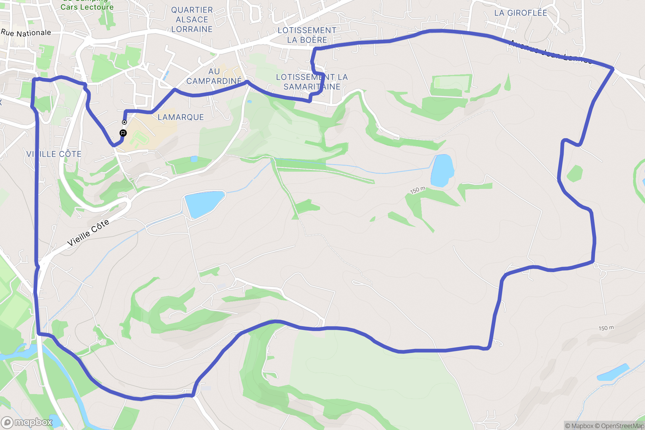 Lectoure : carte du parcours de randonnée - France