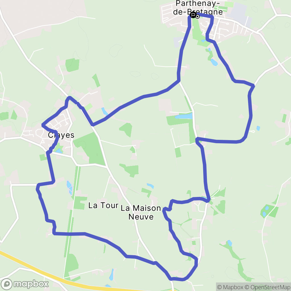 Parthenay-de-Bretagne : carte du parcours de randonnée - France