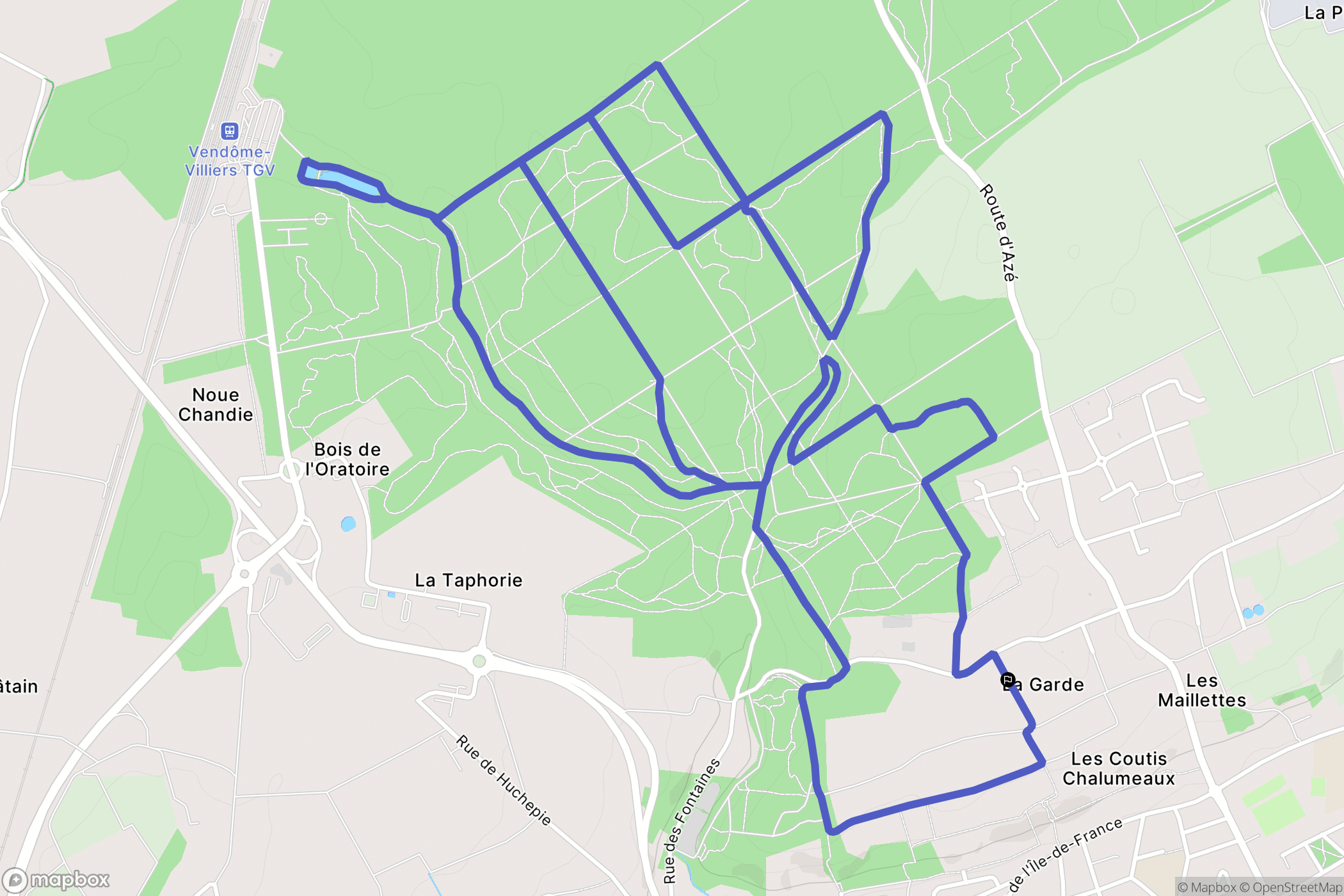 Vendôme : carte du parcours de randonnée - France