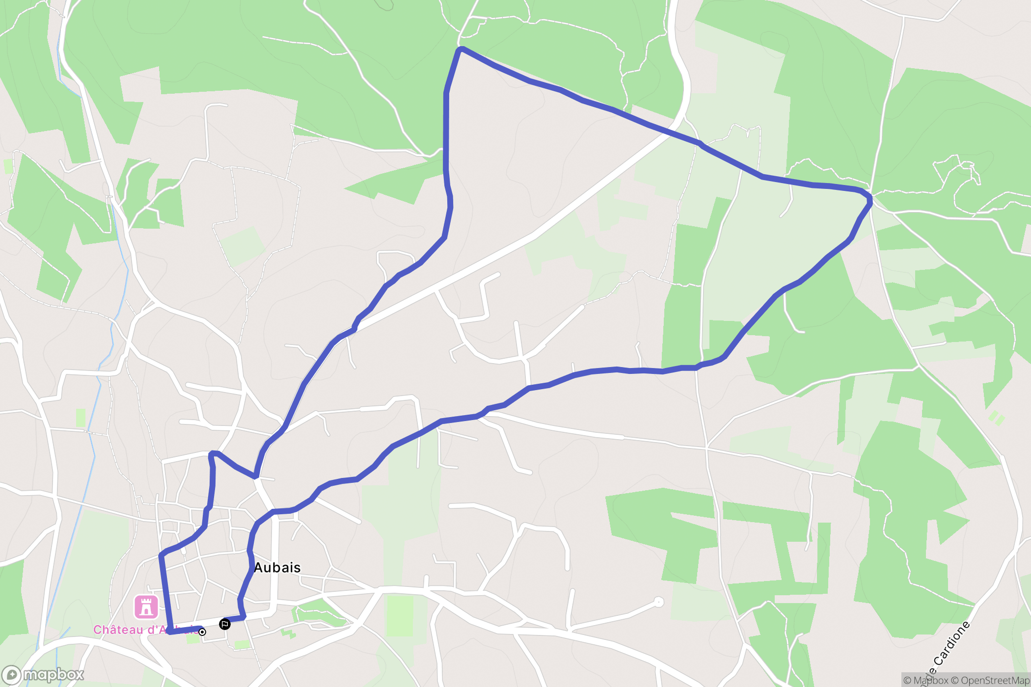 Aubais : carte du parcours de randonnée - France