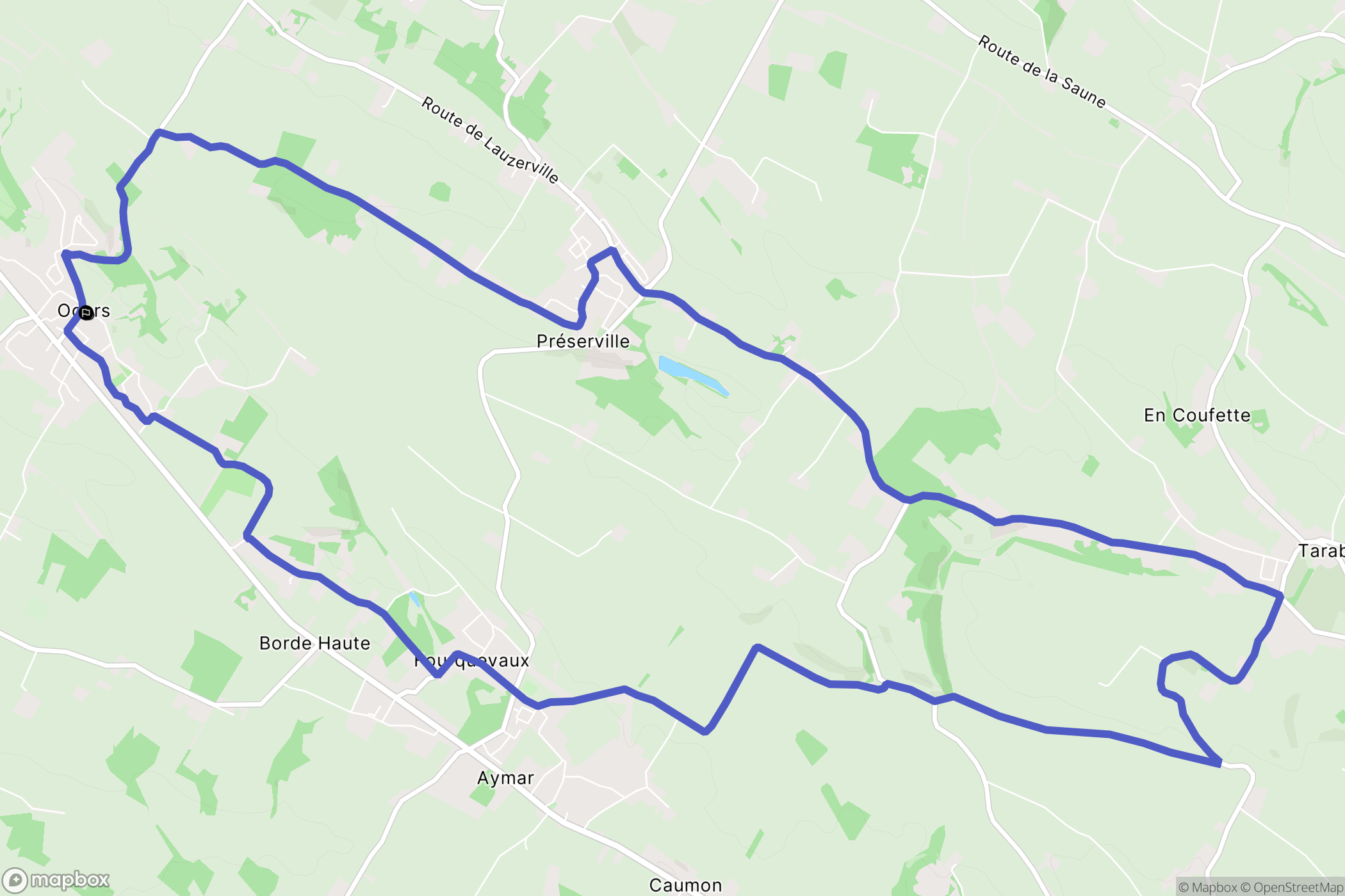 Odars : carte du parcours de randonnée - France