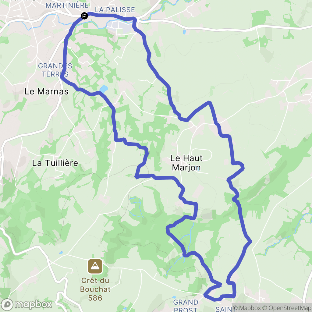 Thurins : carte du parcours de randonnée - France
