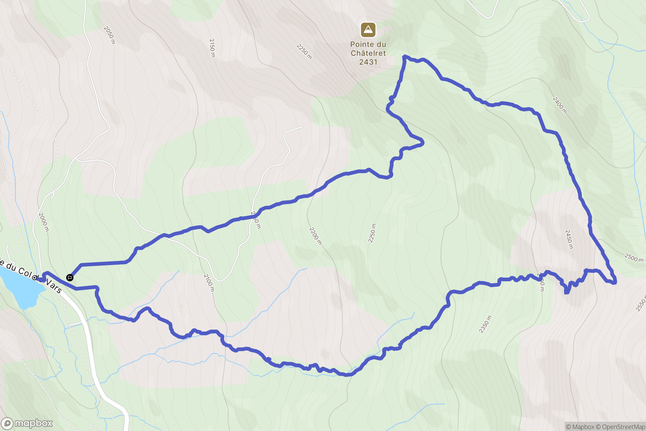 Vars : carte du parcours de randonnée - France