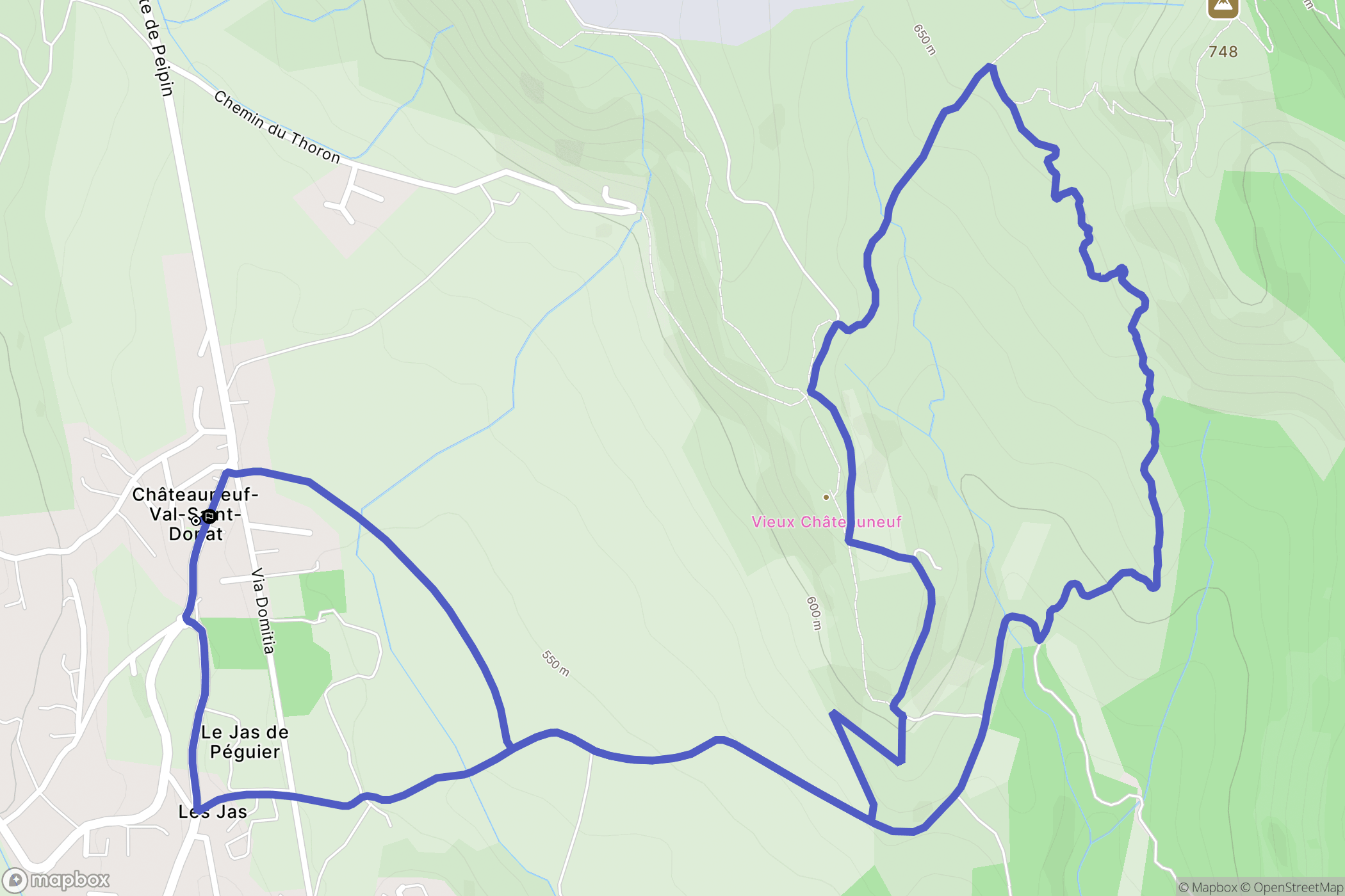 Châteauneuf-Val-Saint-Donat : carte du parcours de randonnée - France