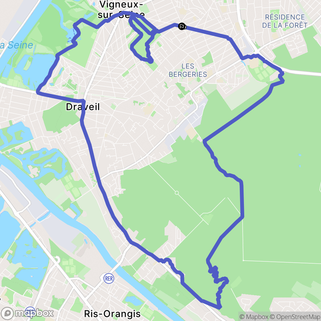 Vigneux-sur-Seine : carte du parcours de randonnée - France