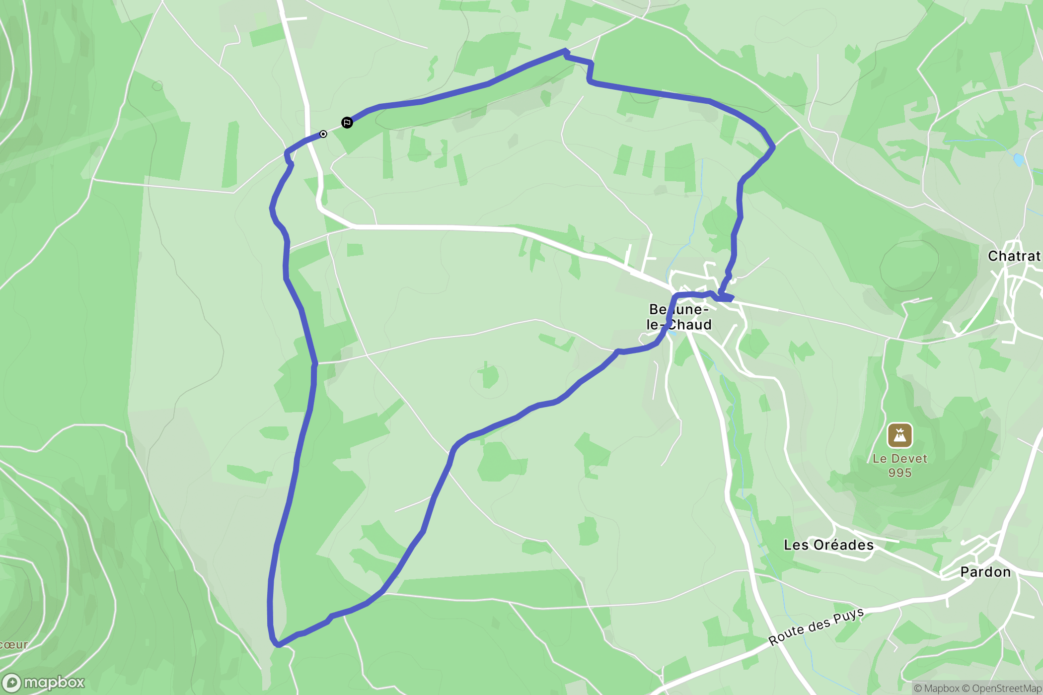 Saint-Genès-Champanelle : carte du parcours de randonnée - France
