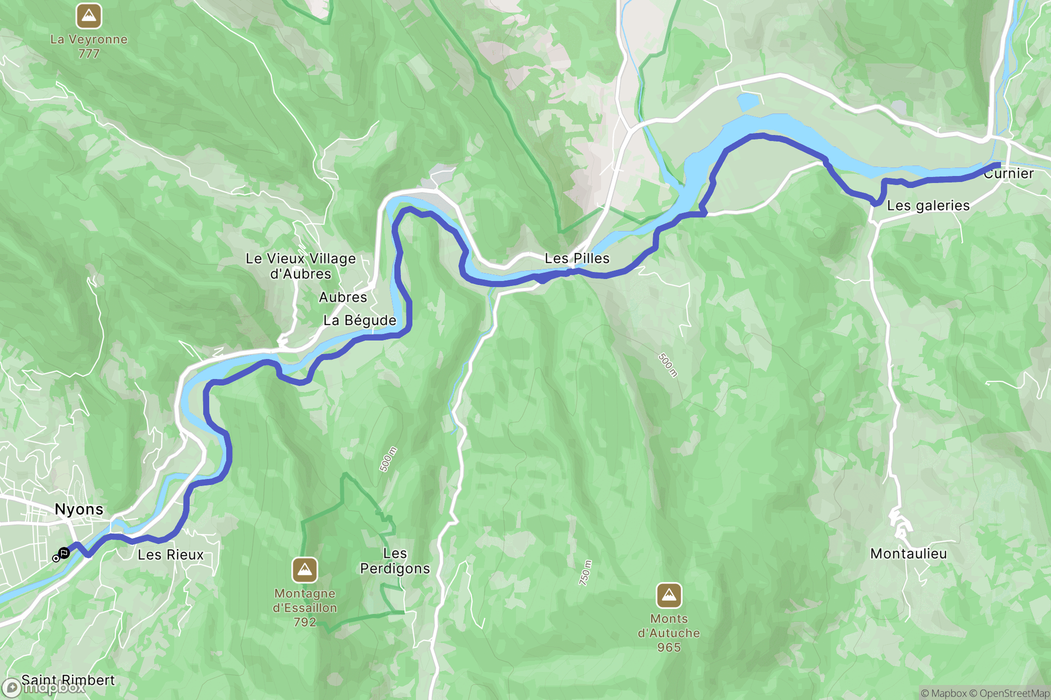 Nyons : carte du parcours de randonnée - France
