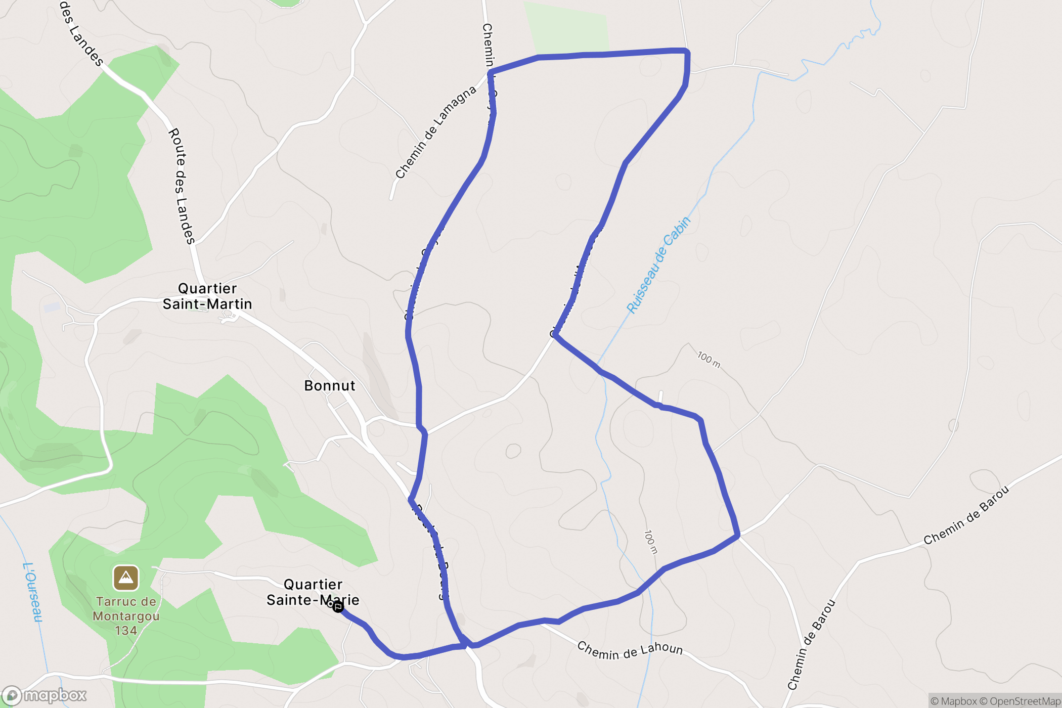 Bonnut : carte du parcours de randonnée - France