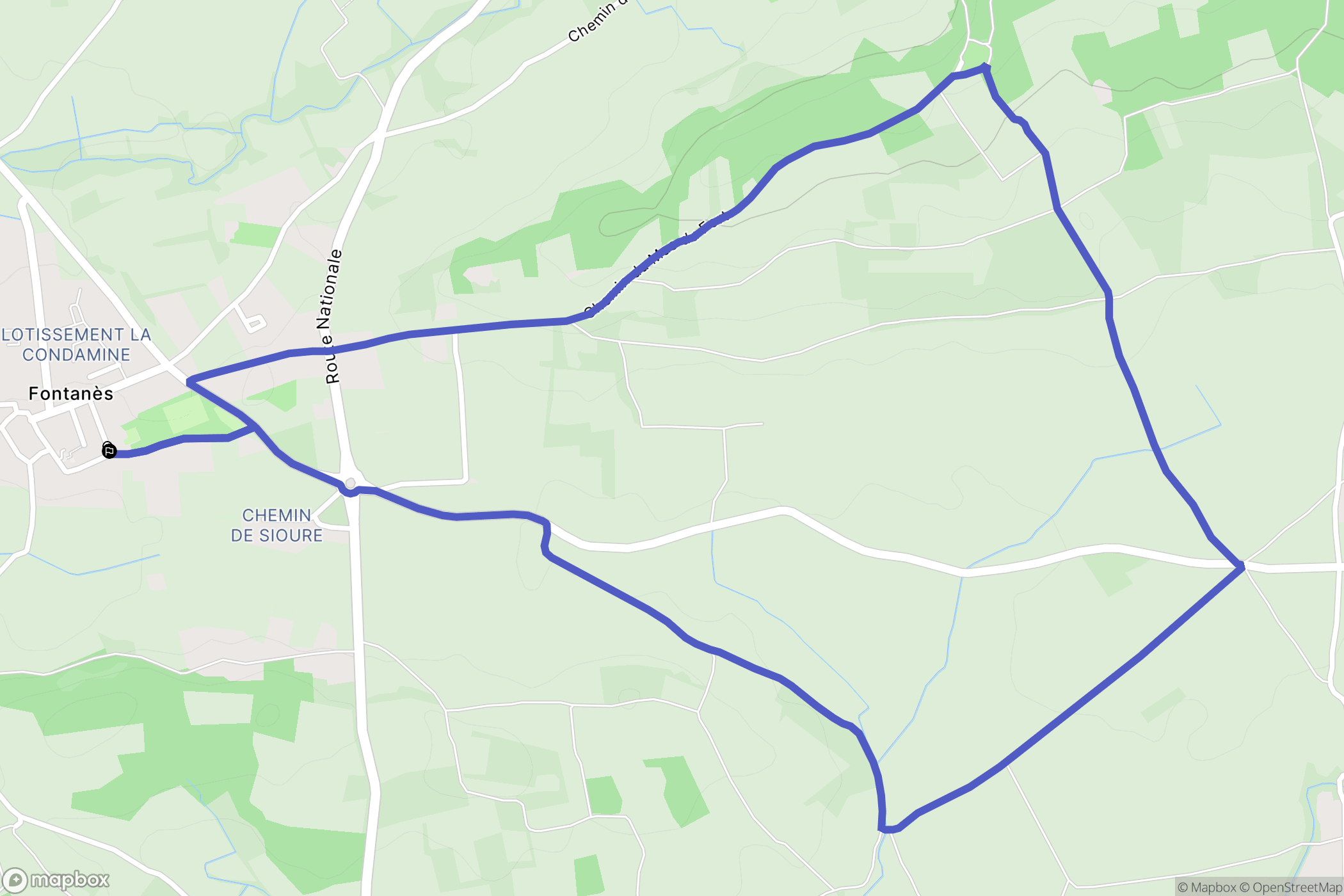 Fontanes : carte du parcours de randonnée - France
