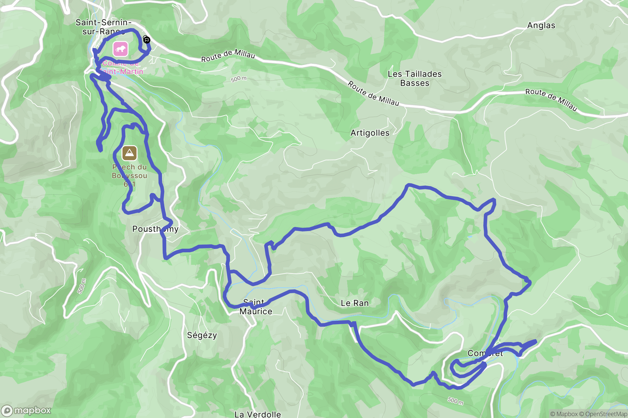 Saint-Sernin-sur-Rance : carte du parcours de randonnée - France