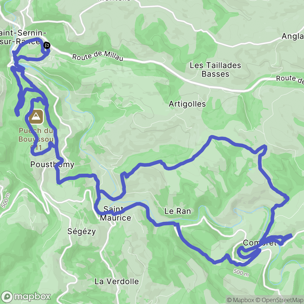 Saint-Sernin-sur-Rance : carte du parcours de randonnée - France