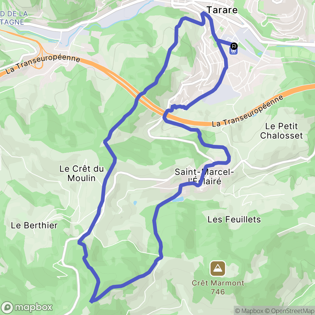 Tarare : carte du parcours de randonnée - France