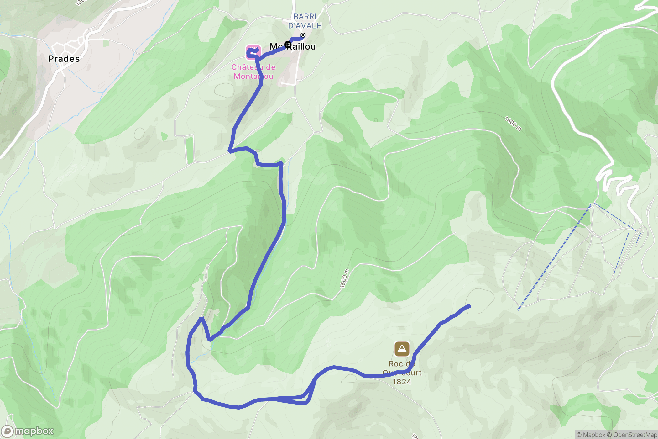 Montaillou : carte du parcours de randonnée - France