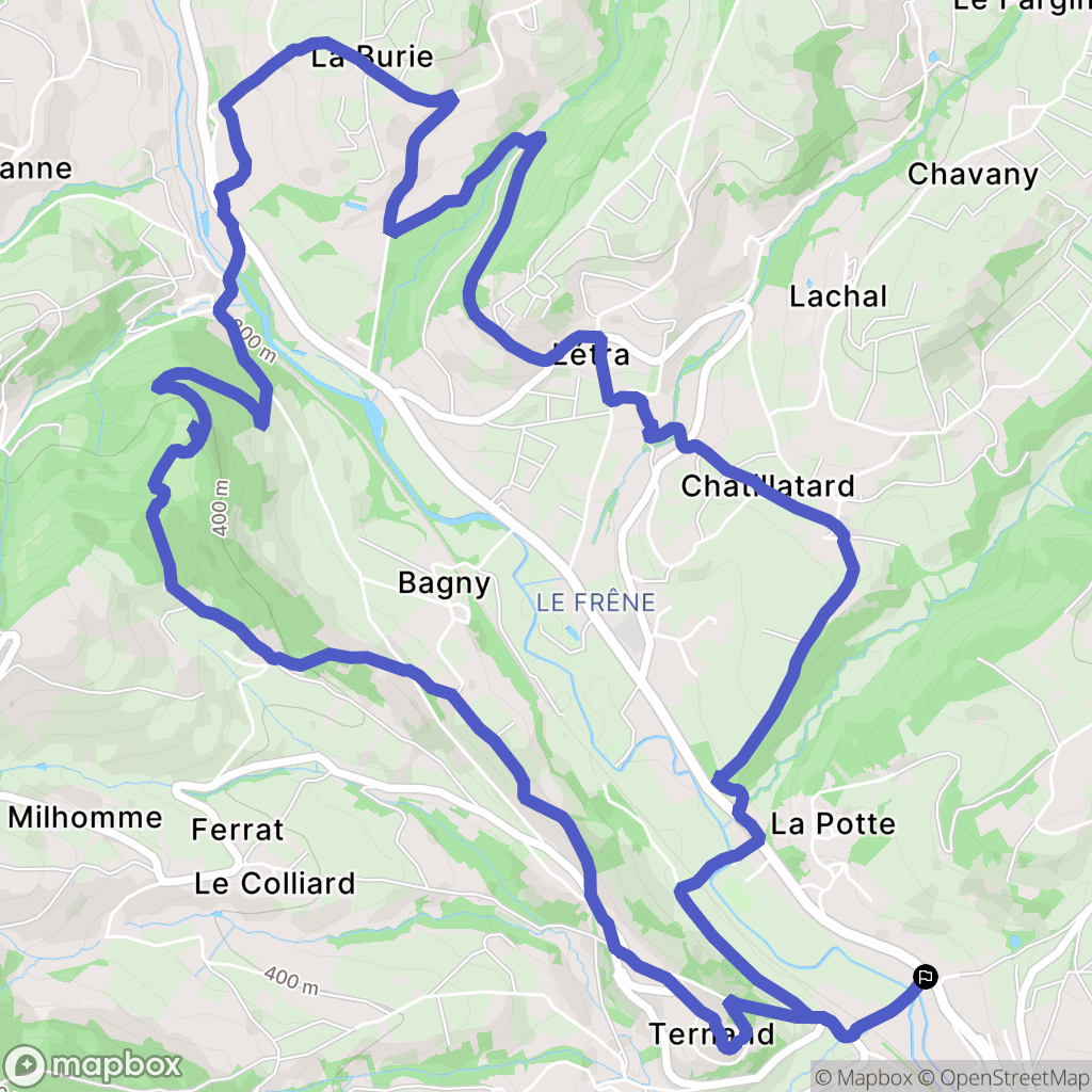 Ternand : carte du parcours de randonnée - France