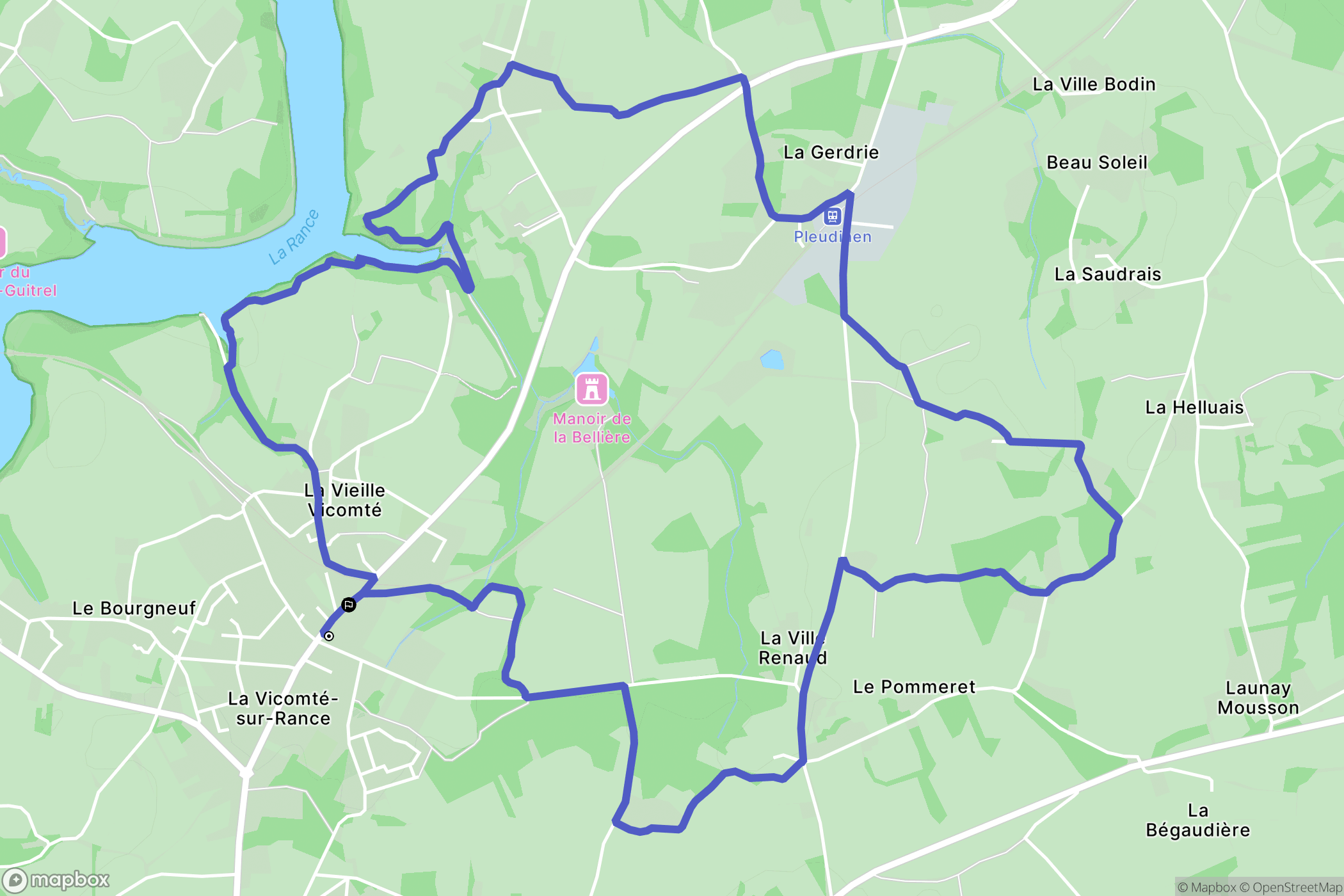 La Vicomté-sur-Rance : carte du parcours de randonnée - France