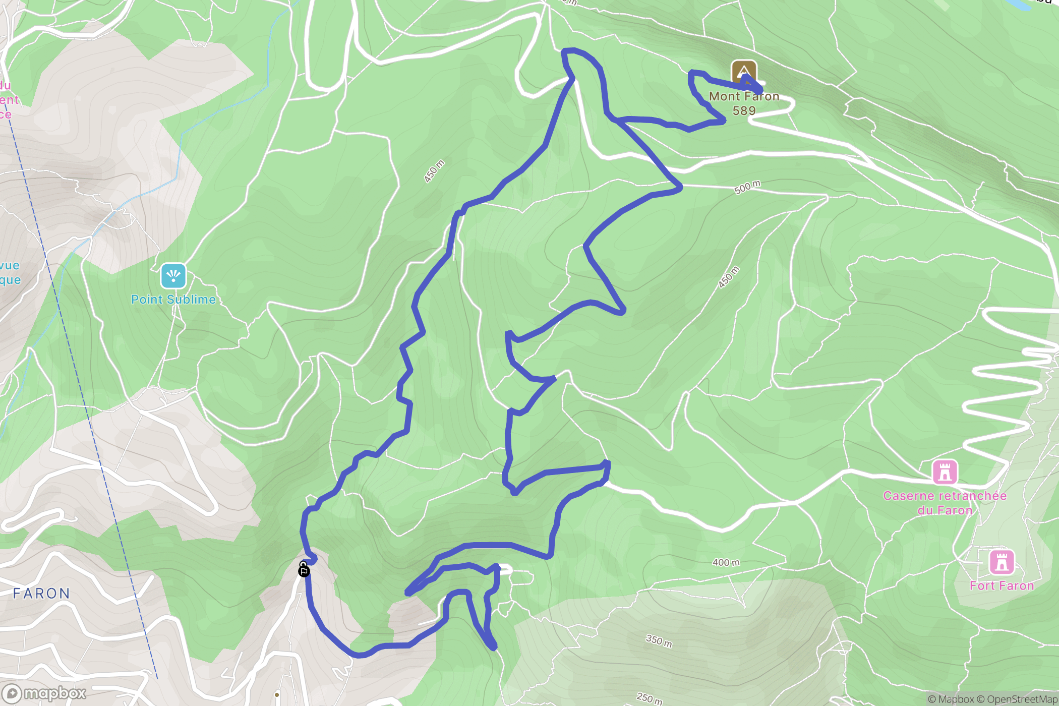 Toulon : carte du parcours de randonnée - France