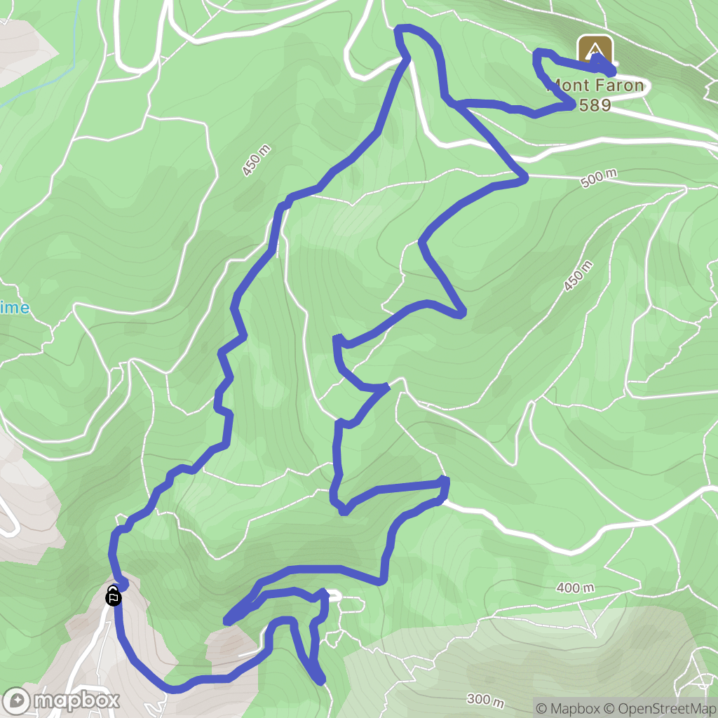 Toulon : carte du parcours de randonnée - France