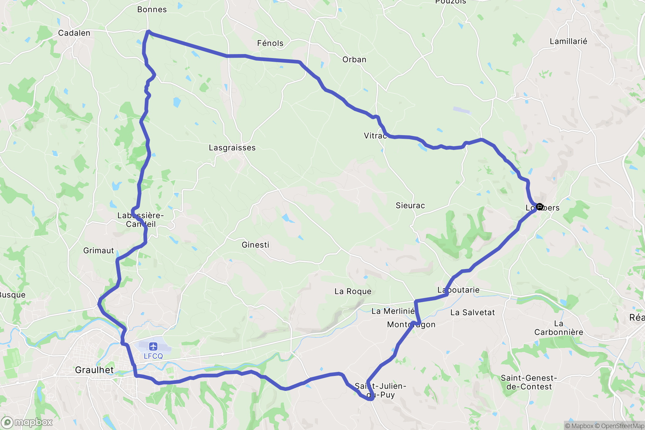 Lombers : carte du parcours de randonnée - France