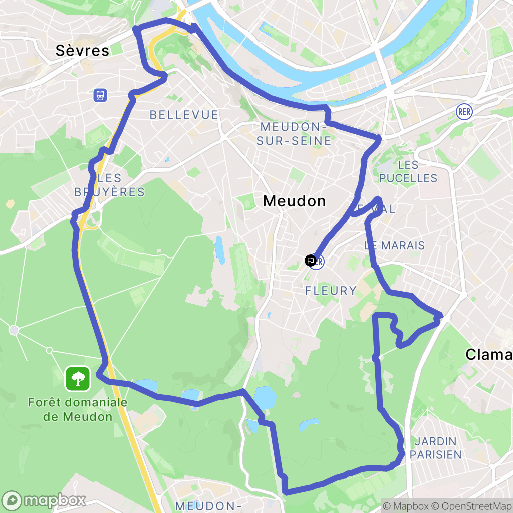 Meudon : carte du parcours de randonnée - France