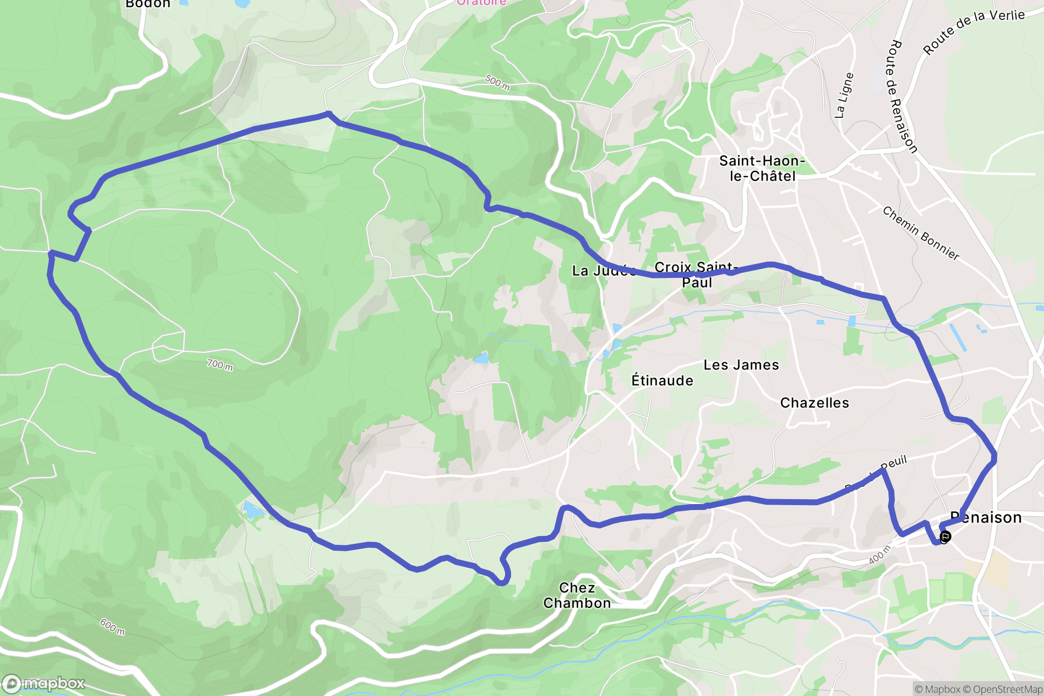 Renaison : carte du parcours de randonnée - France