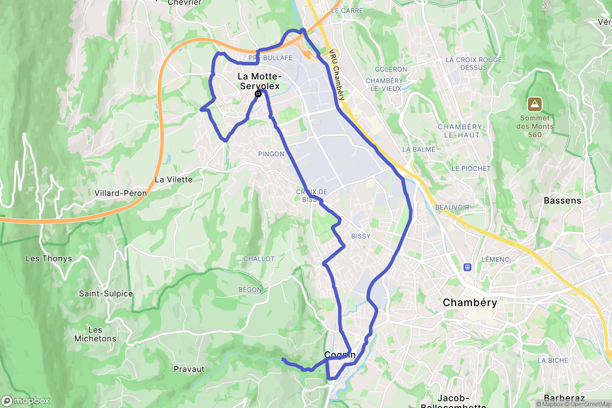 La Motte-Servolex : carte du parcours de randonnée - France