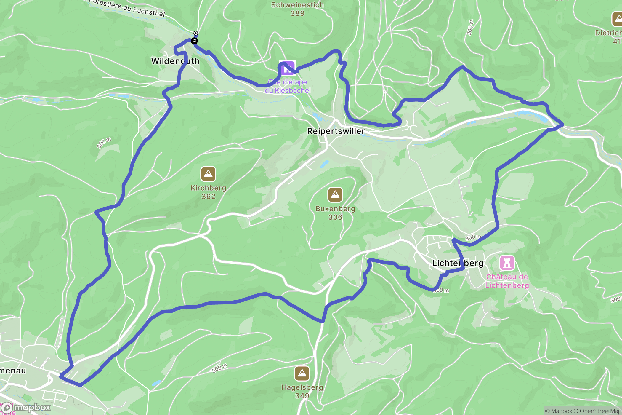 Reipertswiller : carte du parcours de randonnée - France