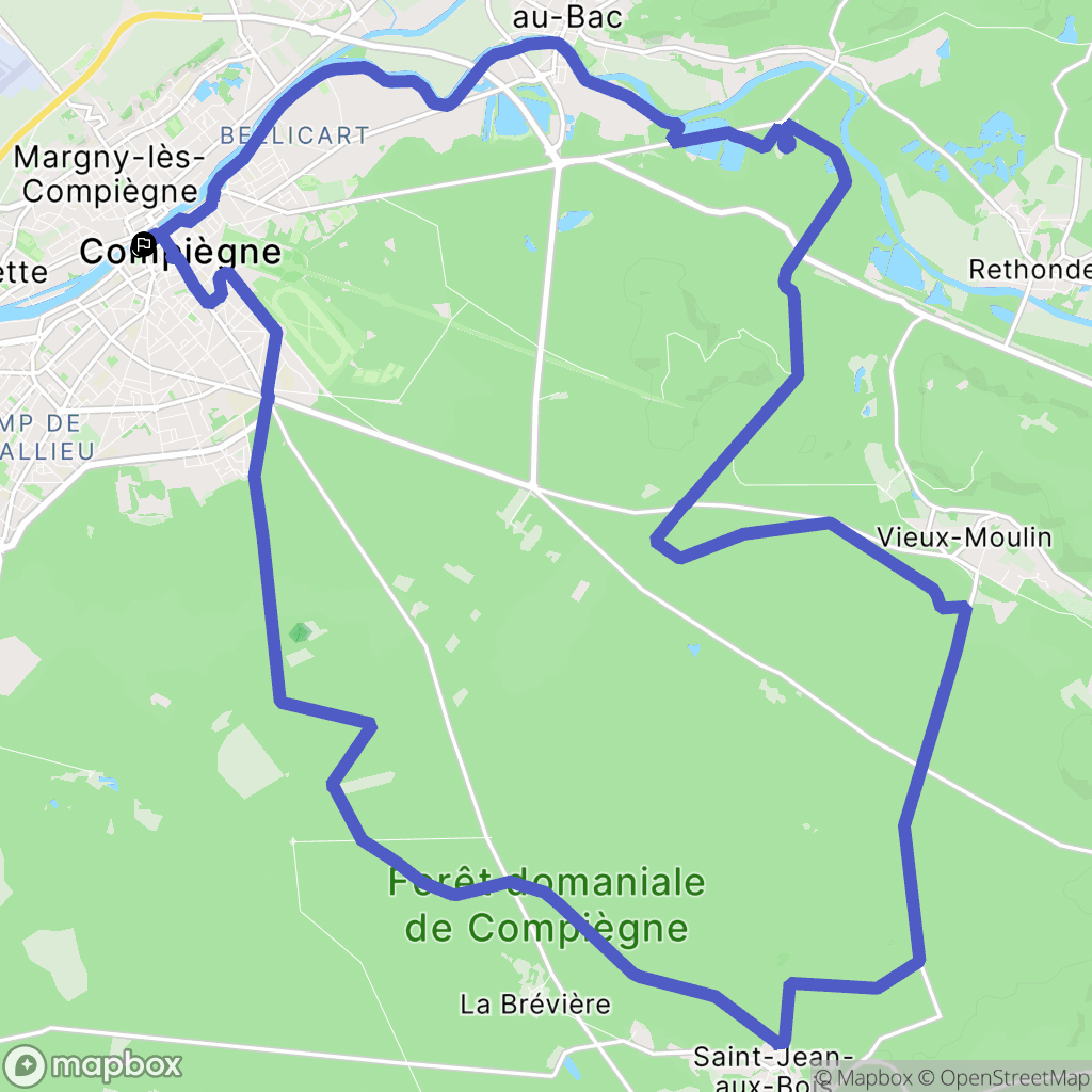 Compiègne : carte du parcours de randonnée - France