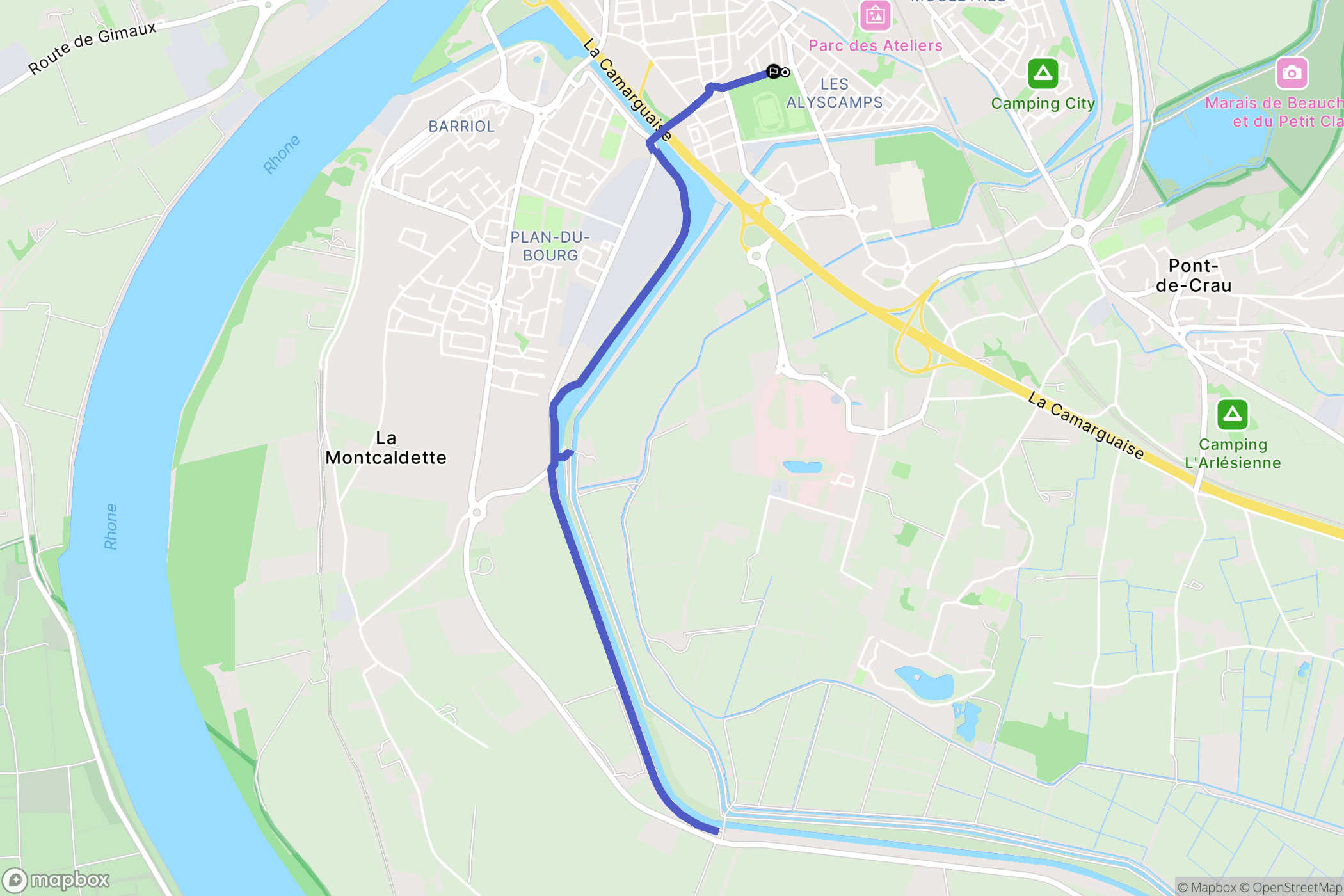 Arles : carte du parcours de randonnée - France