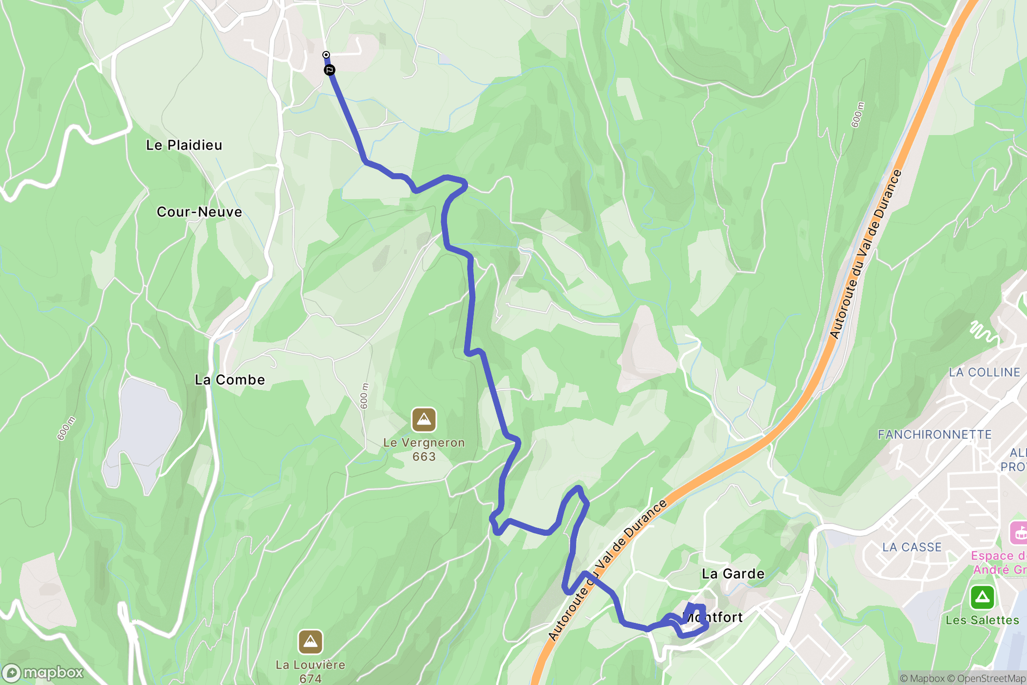 Châteauneuf-Val-Saint-Donat : carte du parcours de randonnée - France