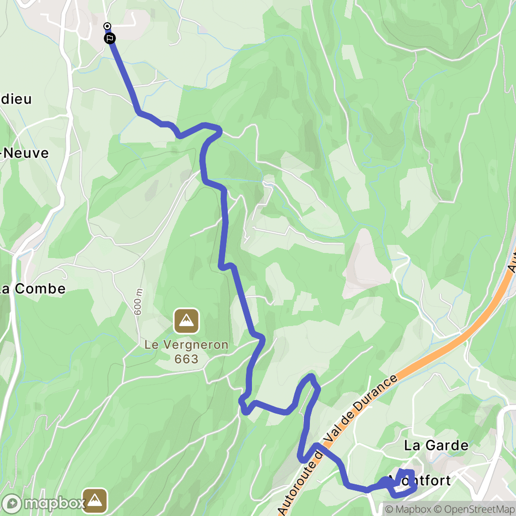 Châteauneuf-Val-Saint-Donat : carte du parcours de randonnée - France