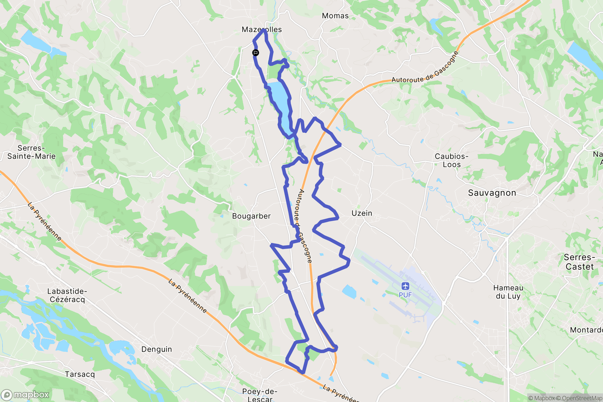 Mazerolles : carte du parcours de randonnée - France