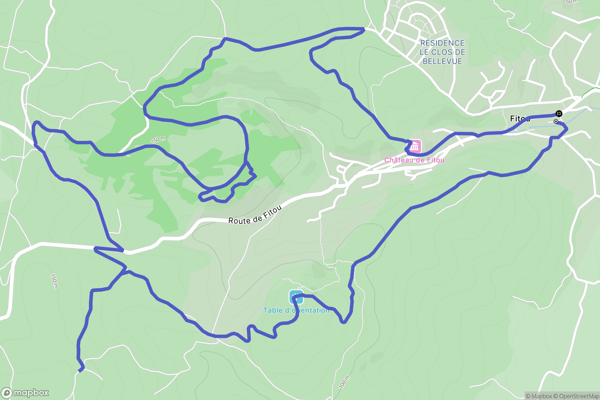 Fitou : carte du parcours de randonnée - France