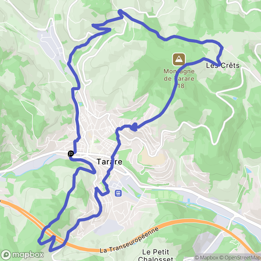 Tarare : carte du parcours de randonnée - France