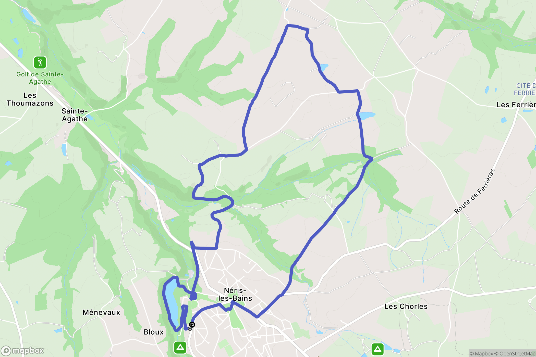 Néris-les-Bains : carte du parcours de randonnée - France