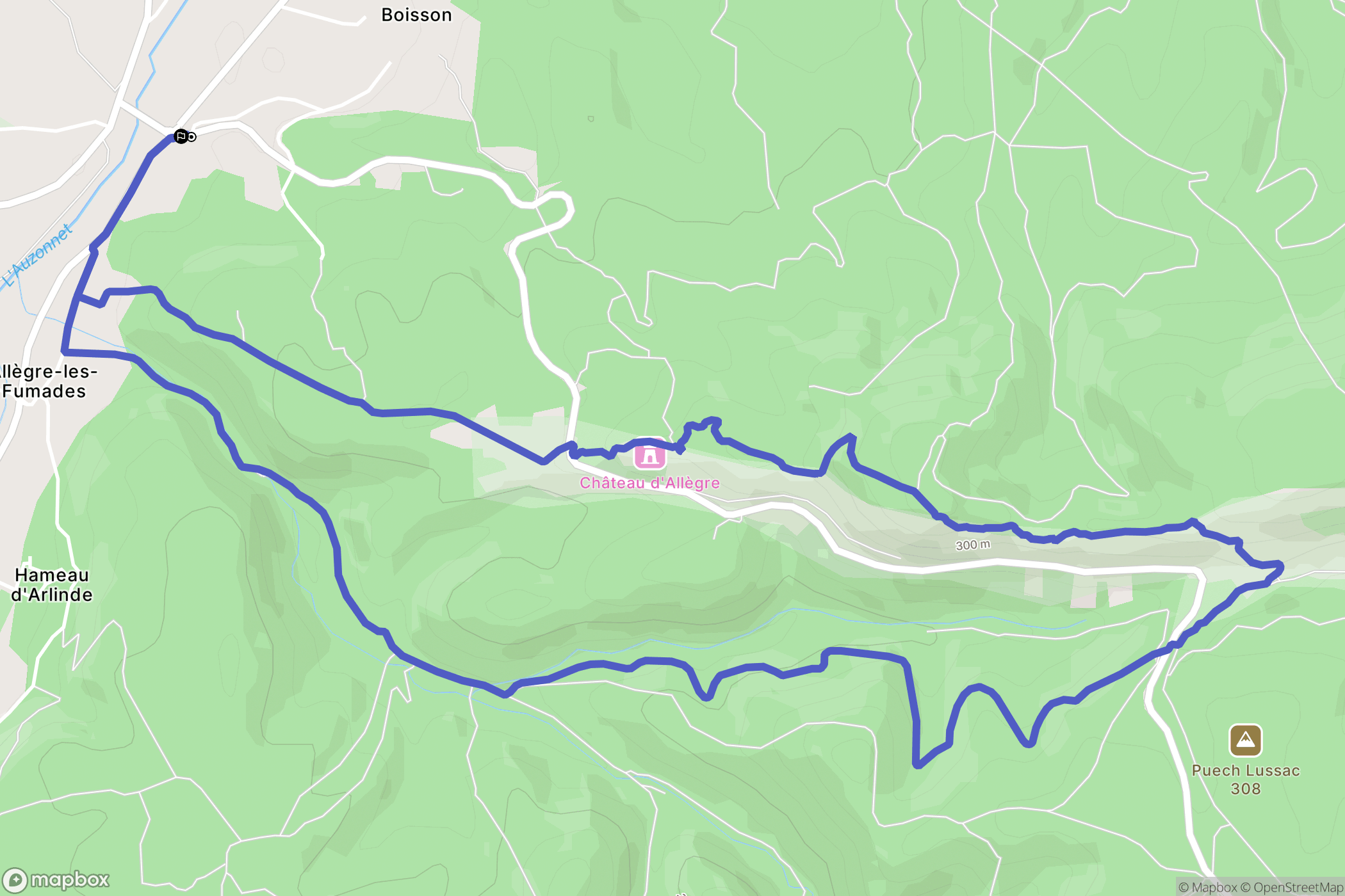 Allègre-les-Fumades : carte du parcours de randonnée - France