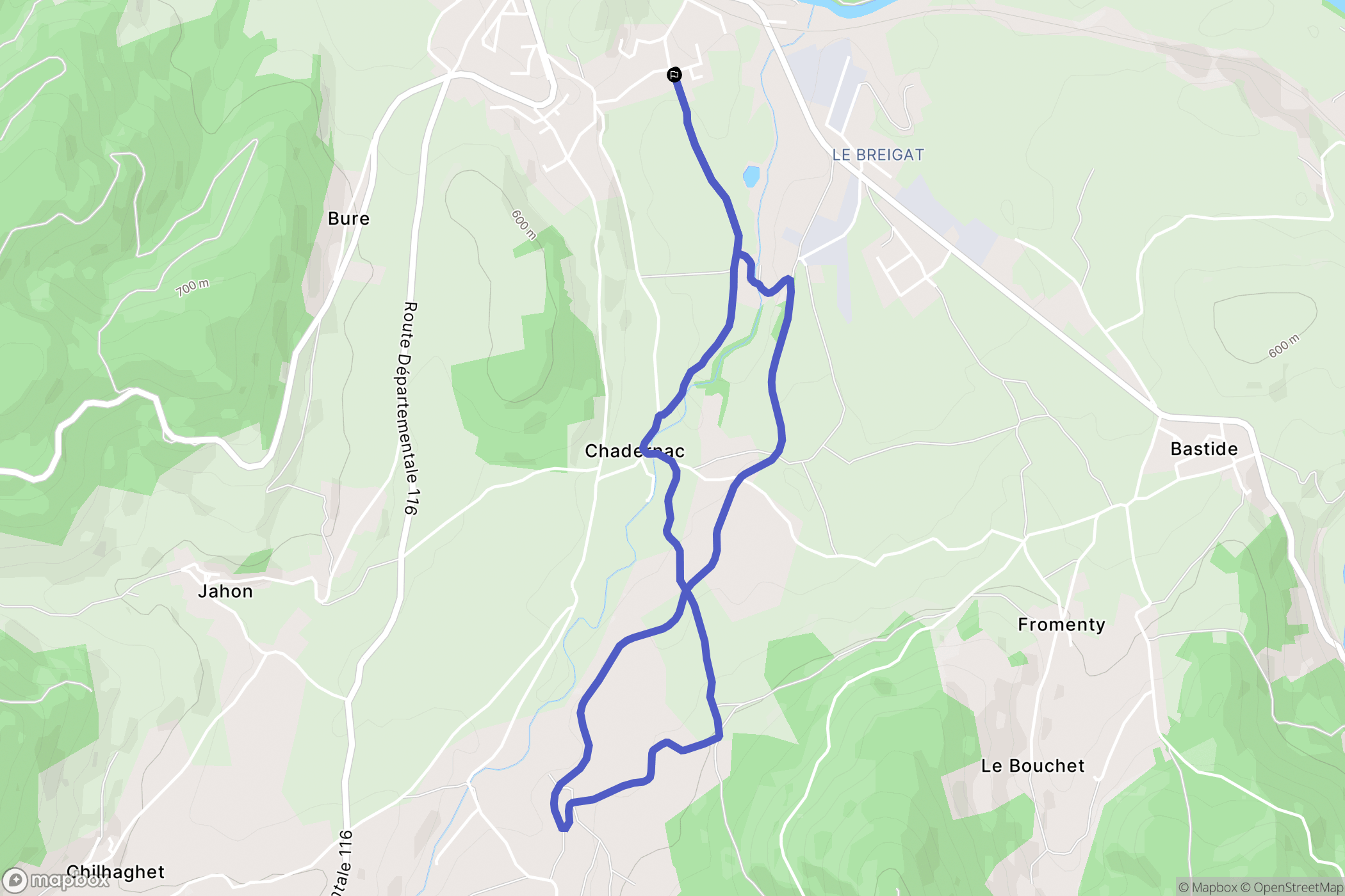 Langeac : carte du parcours de randonnée - France