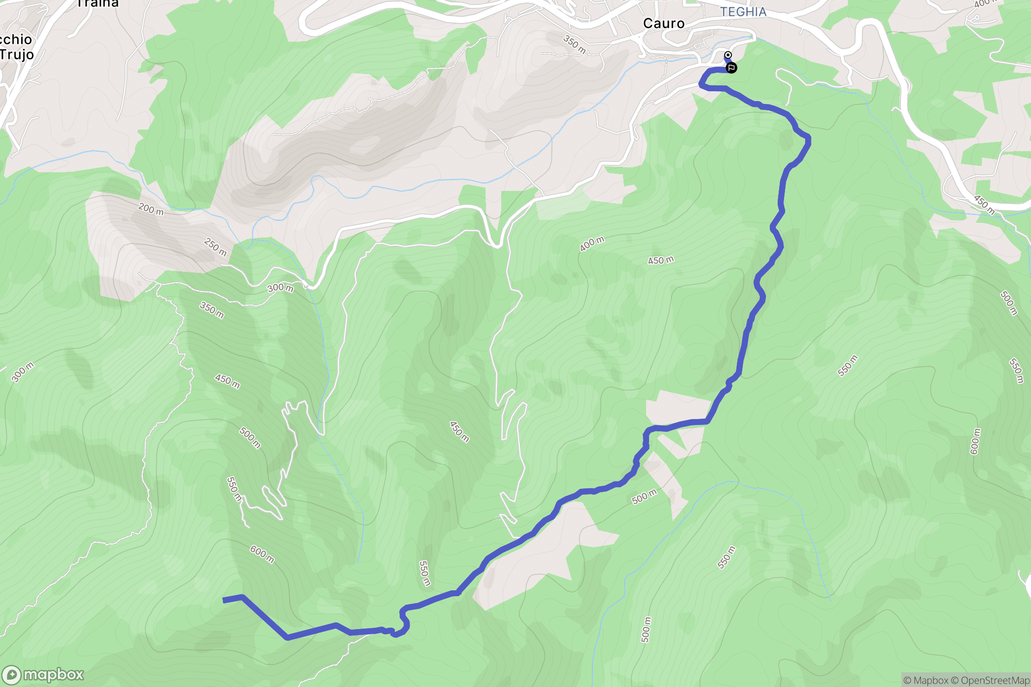Cauro : carte du parcours de randonnée - France