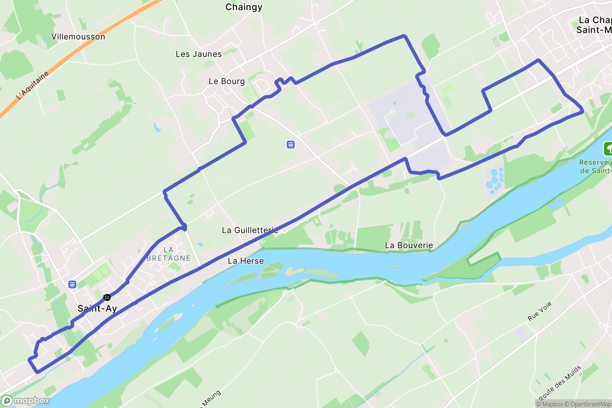 Saint-Ay : carte du parcours de randonnée - France