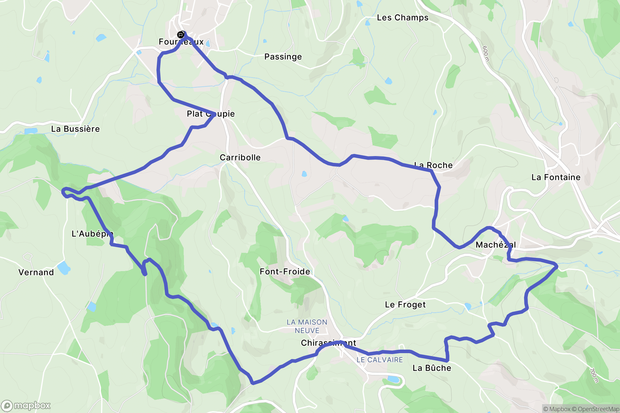 Fourneaux : carte du parcours de randonnée - France