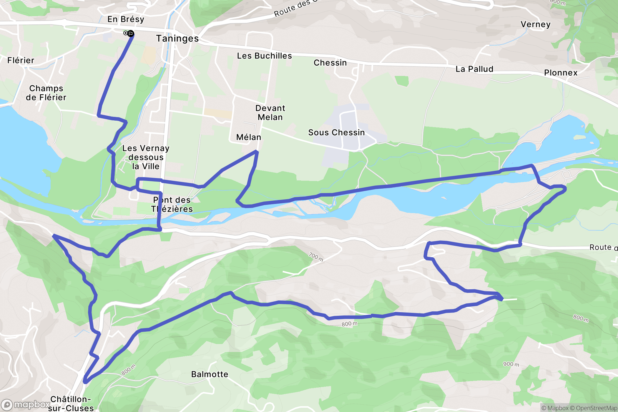 Taninges : carte du parcours de randonnée - France