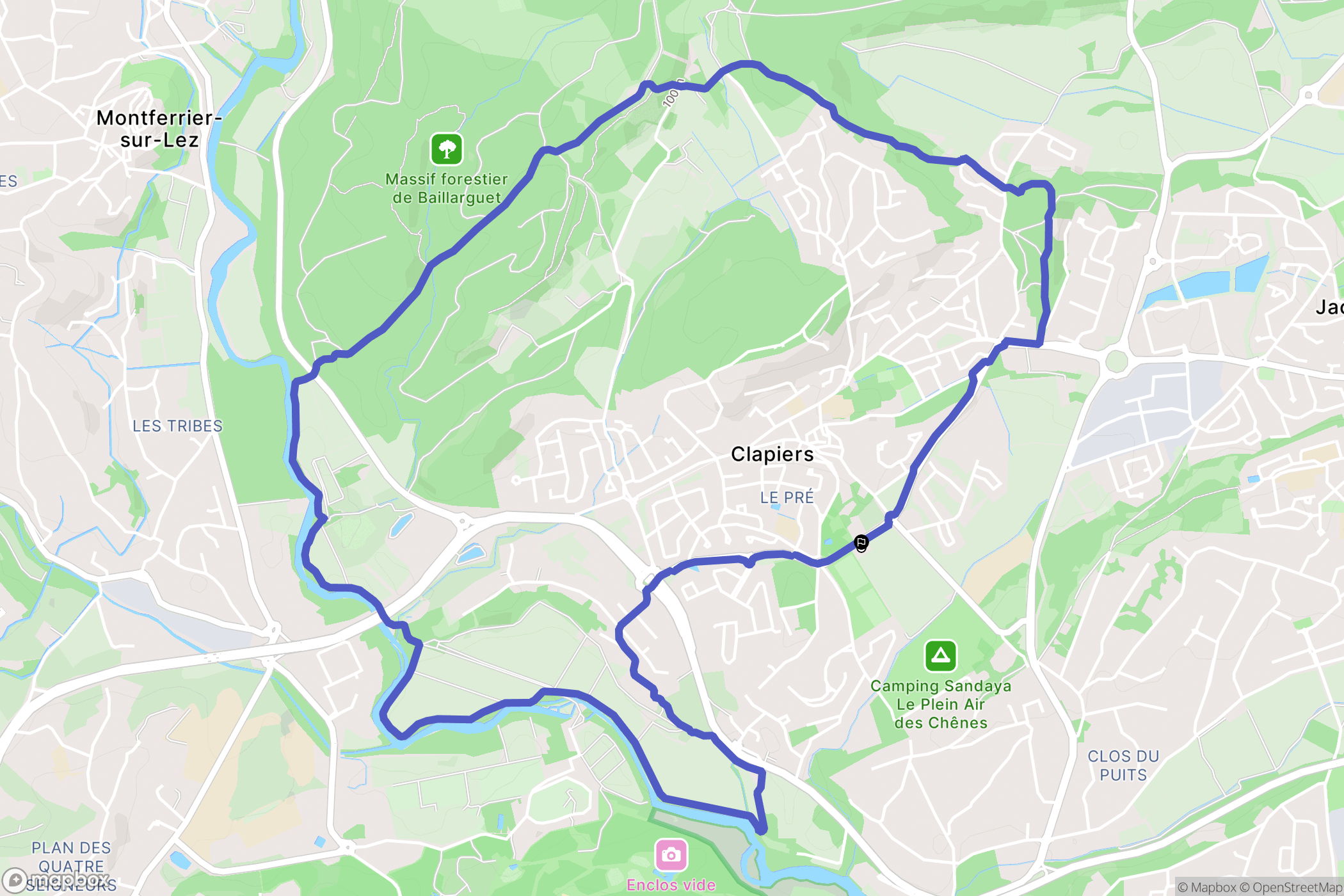Clapiers : carte du parcours de randonnée - France
