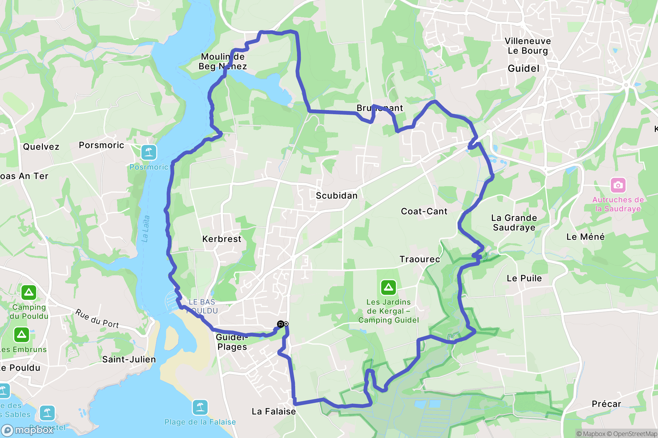 Guidel : carte du parcours de randonnée - France